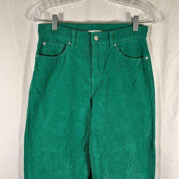 Urban Outfitters Corduroy Pants Women's 26 Green Pegged Cowboy Button Zip - Picture 2 of 10